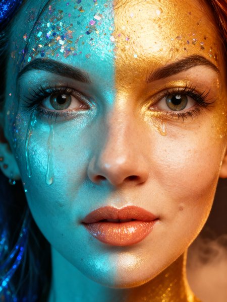 Fashion portrait with dual-tone lighting