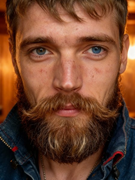 Bearded man with heterochromia eyes