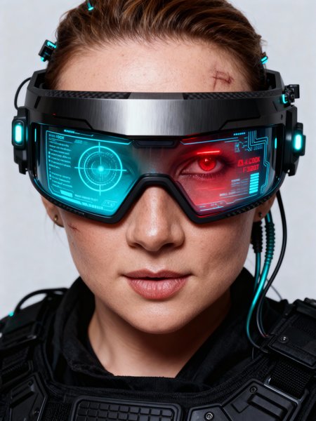 Sci-fi cyberpunk with HUD visor