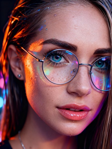 Neon geometric glasses with particles