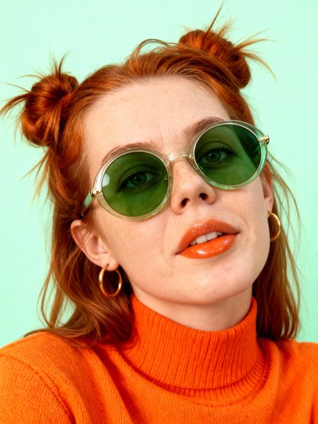Pop art orange turtleneck portrait