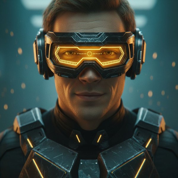 Sci-fi golden neon goggles